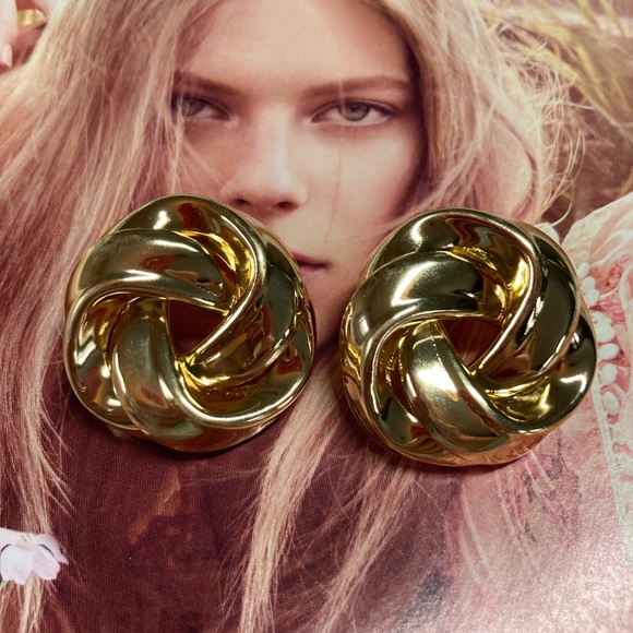 Big Gold Tone Earrings - Picture 4 of 6